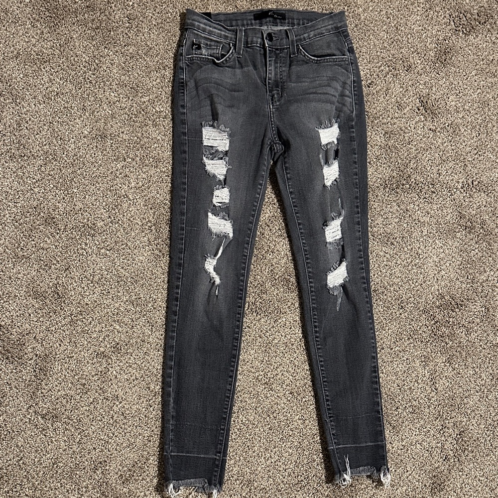KanCan Charcoal Distressed Skinny Jeans